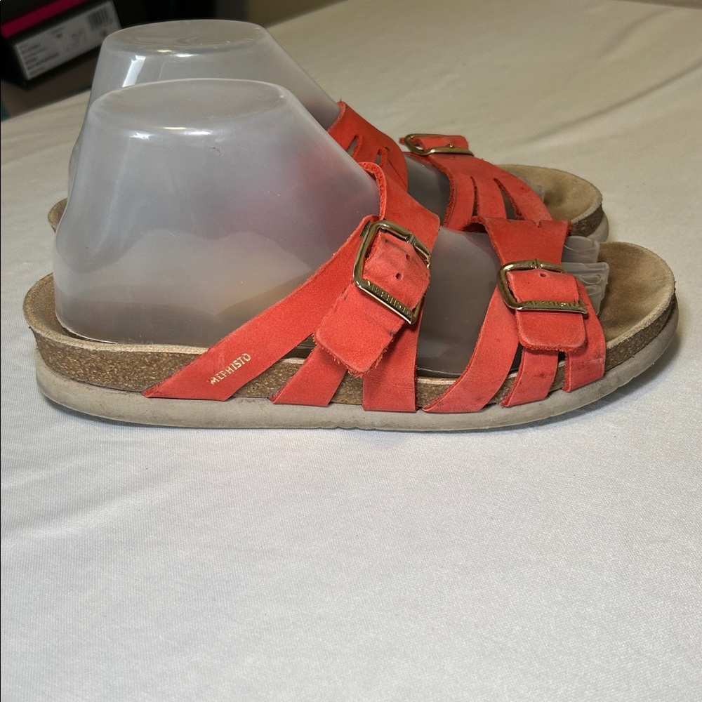 Mephisto Slip On Leather Coral Sandals Buckle Women’s Size 39 EU